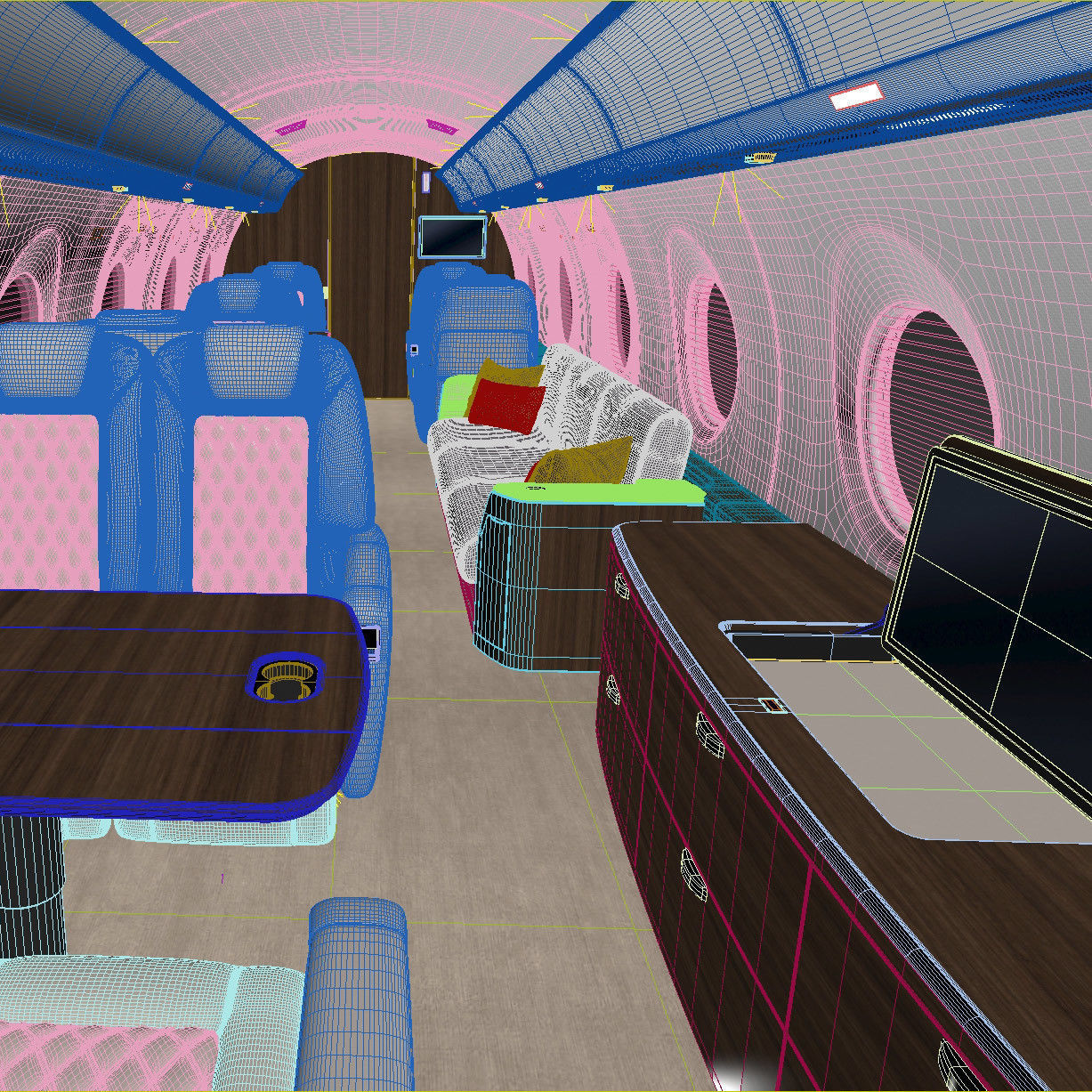 Aircraft interior 3D wireframe